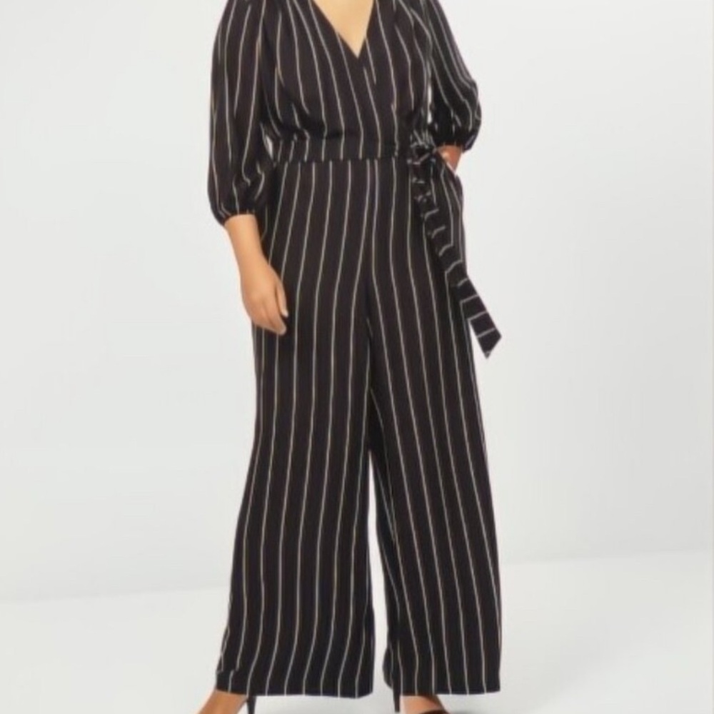 Lane Bryant Black and Pink Long Sleeve jumper
